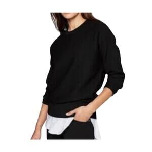 Athleta Womens Black Thermal Honeycomb Dolman Wool Blend Sweater Size XS